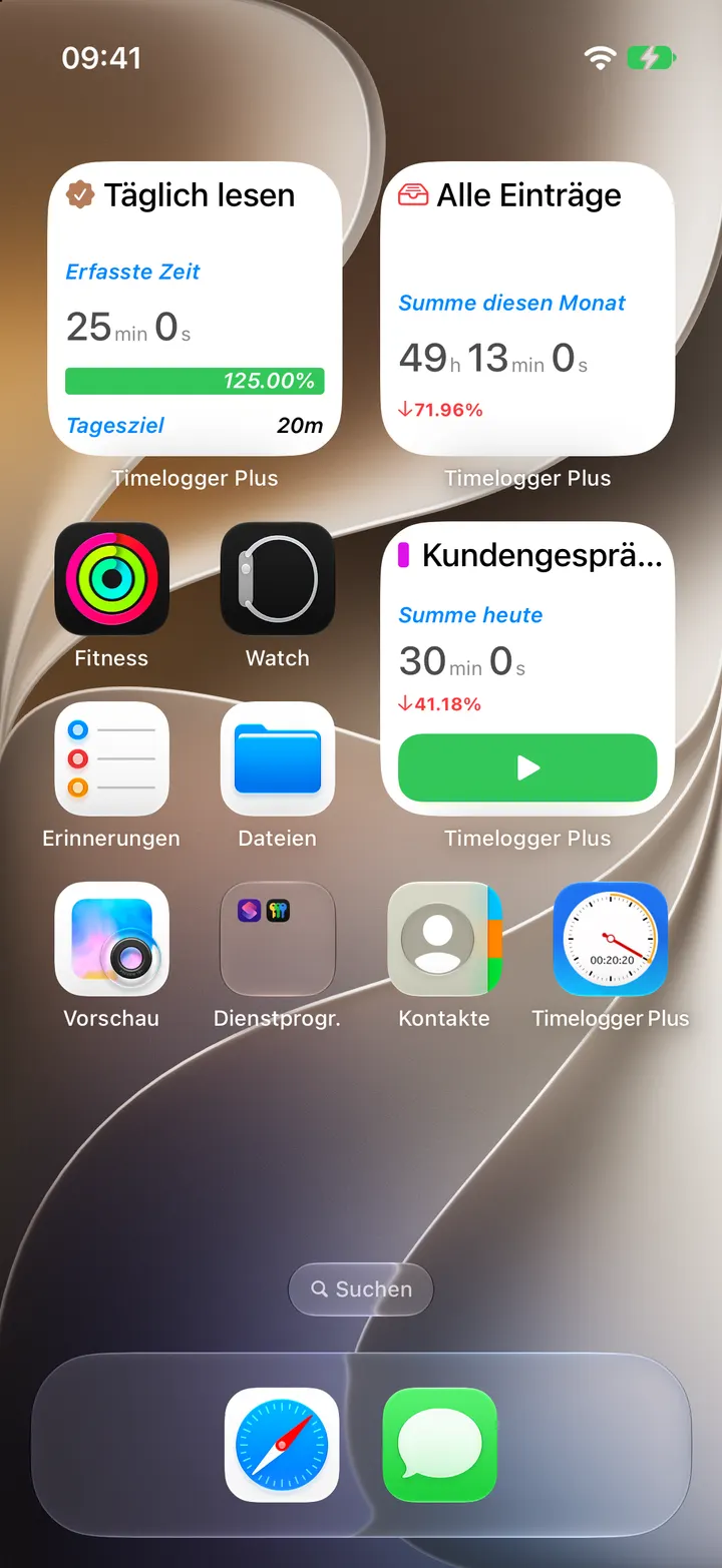 Widgets für Home-Bildschirm, Sperrbildschirm und StandBy
