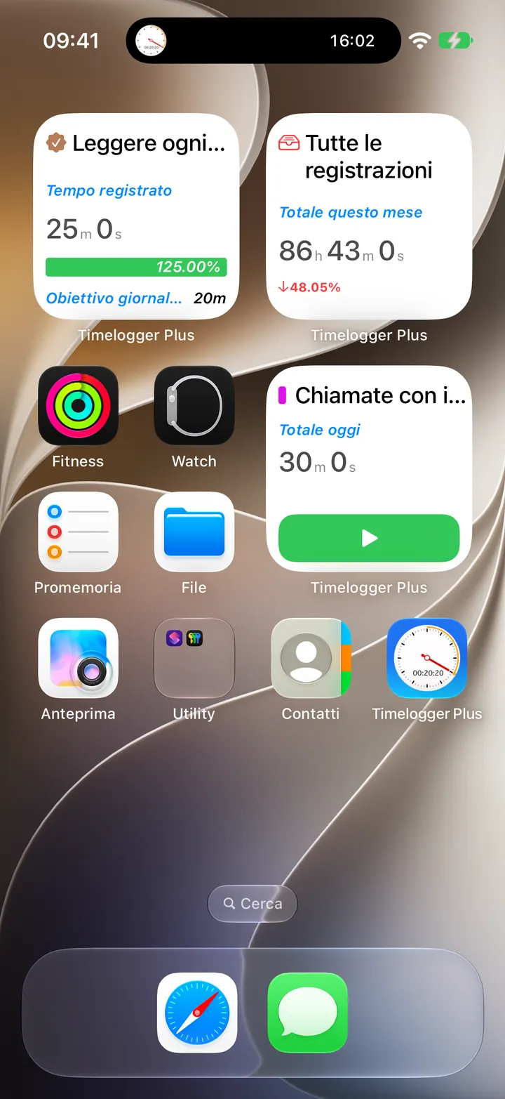 Widget per schermata Home, schermata di blocco e StandBy
